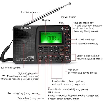 Amazon.com: ZHIWHIS Portable Bluetooth Radio, FM AM